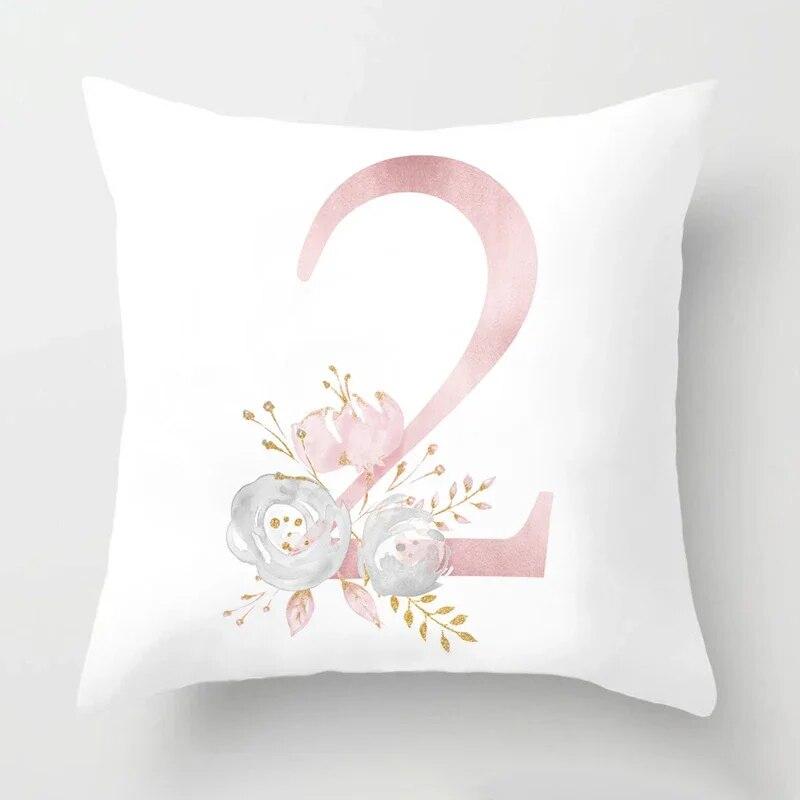 45x45cm Pink Rose 26 Letters Pillowcase Wedding Party Decoration Sofa Car Creative Ornament Couple Home Cushion Cover