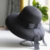 WTEMPO Black Bow Casual Foldable Summer Straw Hats Women's Wide Brim Solid Color Outdoor Beach Sunscreen Hats