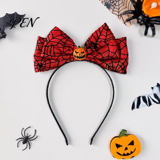 Fun Halloween Costume Props Headband with Spider Web Bow And Eyeball/Pumpkin/Ghost Decor for Women Girls Cosplay Masquerade Party Accessories,