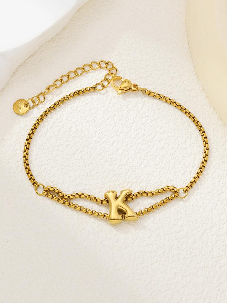 New stainless steel wholesale 26 English letters double-layer ring gold-plated bracelet