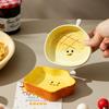 Cute bread-shaped ceramic sauce dish, cartoon smiley face condiment dish, creative kitchen dipping dish and snack dish tableware set.
