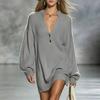 European and American Casual Elegant V-Neck Solid Knit Sweater Mini Skirt (2026 Edition)