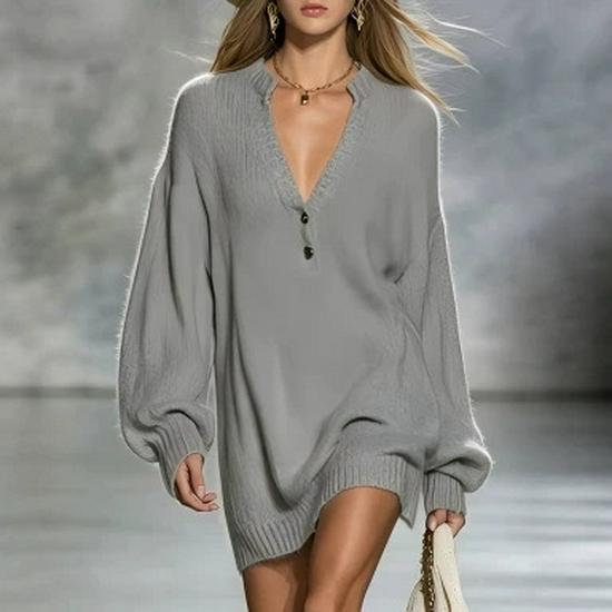 European and American Casual Elegant V-Neck Solid Knit Sweater Mini Skirt (2026 Edition)