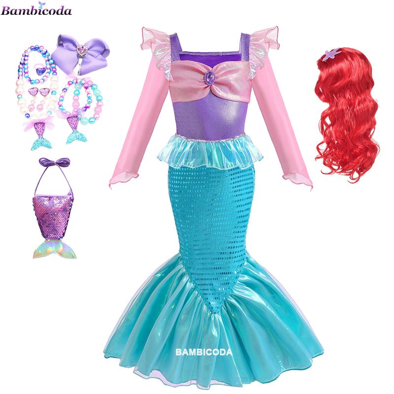 Little Mermaid Dress Princess Cosplay Costume Fish Beauty Birthday Party Halloween Clothing Mermaid Dress For Girl