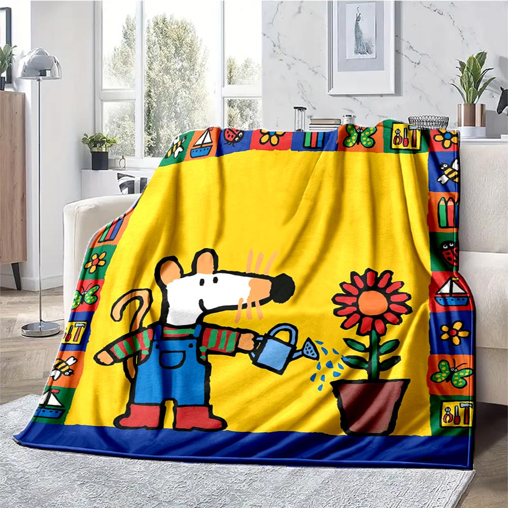 Maisy Mouse Theme Printed Blanket - Perfect for Couch, Bed, Travel & Outdoor Use | Machine Washable, Cozy & Durable.