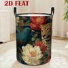 A 2D Printed Laundry Basket Featuring a Bluebird And Leopard Floral Design, Suitable for Home, Apartments, Dorms, And Laundry Rooms, with a Reusable P