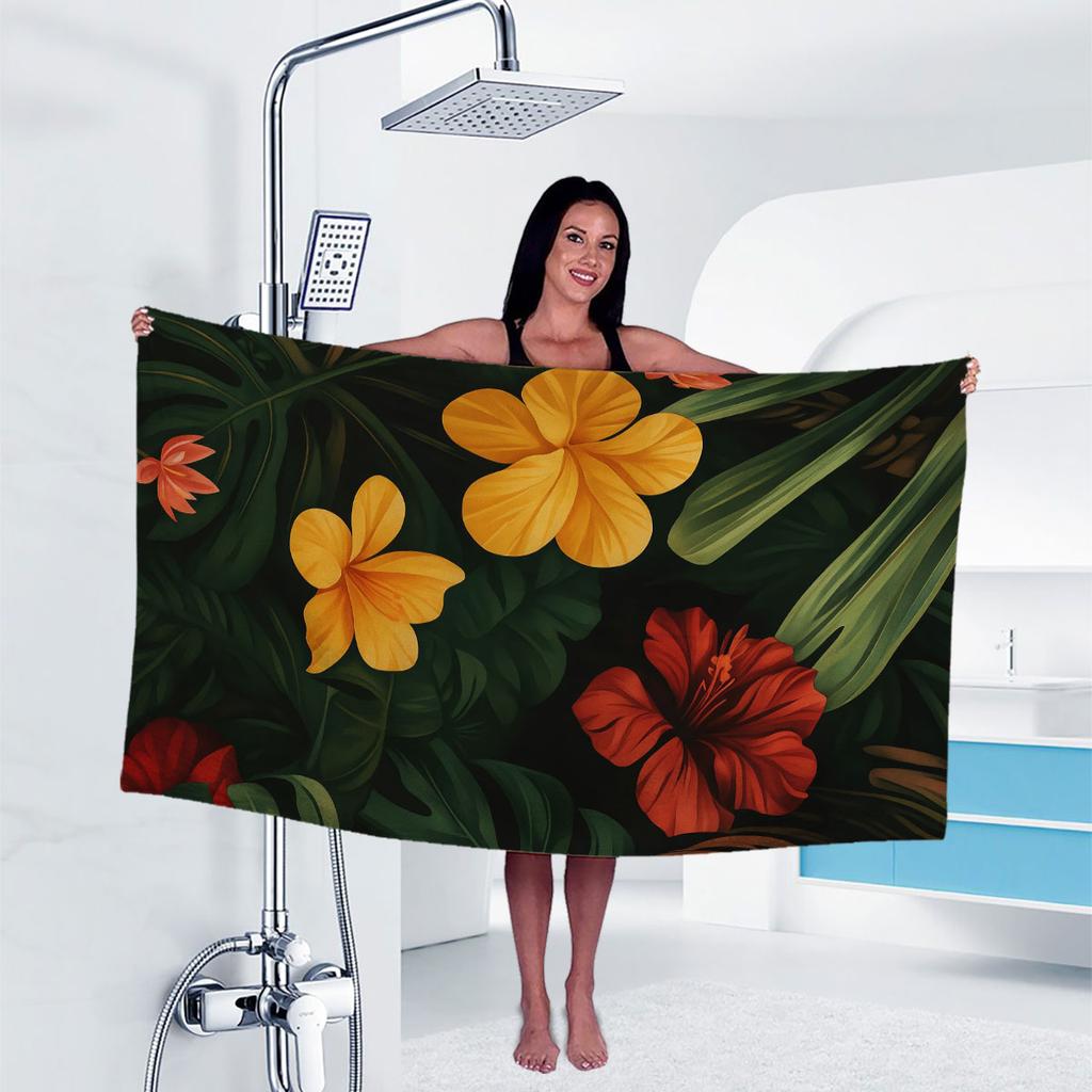Beautiful Flowers Print Towel Sports Quick-Drying Super Absorbent Camping Towel Soft Lightweight Gym Swimming Yoga Beach Towel