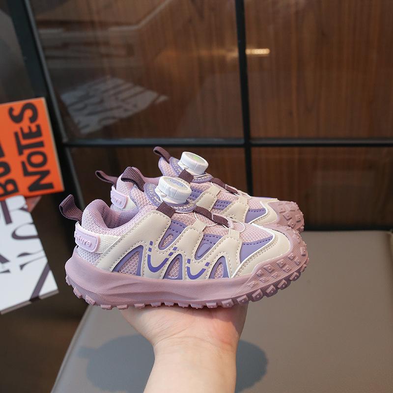 Girls' sneakers 20285 spring and autumn boys' shoes rotating buttons autumn new little girl light sports