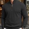 Men Vertical Striped Quarter Zip Pullover Stand Collar Long Sleeve Tops Textured Casual Business Sweatshirt Autumn Winter Daily