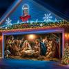 Nativity Christmas scene garage door Banner - Large polyester, outdoor Christmas decoration, suitable for festivals and parties