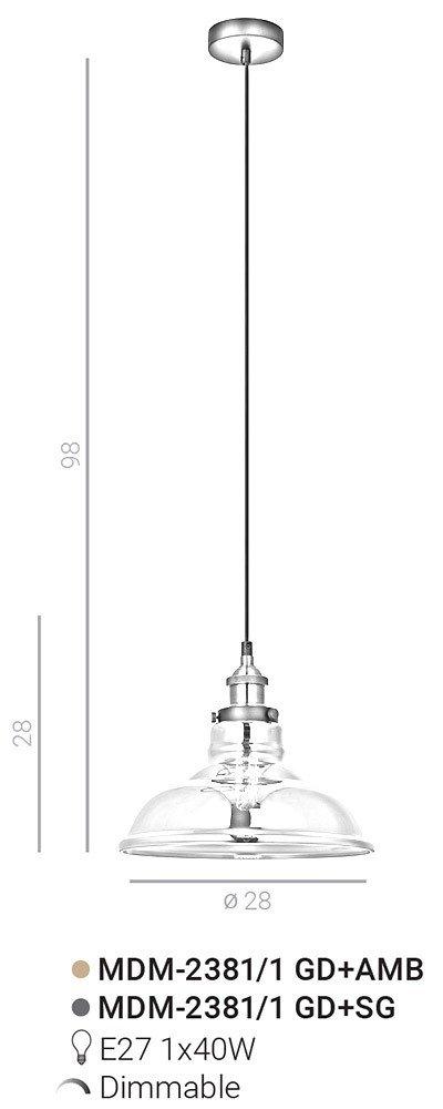Lampa wisząca Hubert MDM-2381/1 GD+AMB Italux