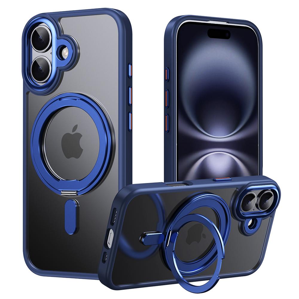 For iPhone 17 Case Compatible with MagSafe TPU+Acrylic+Metal Kickstand Matte Phone Cover