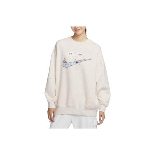 Nike logo Women s Casual Crewneck Pullover Sweatshirt XL бежевый