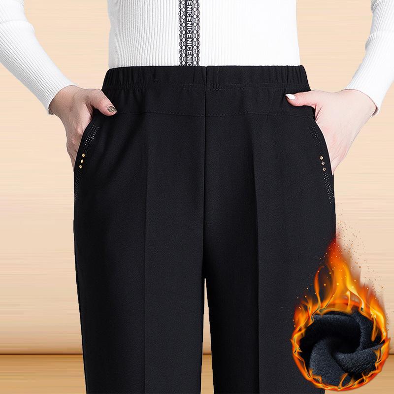 XL-8XL Long Loose High-waisted Trousers Women's Autumn and Winter Trousers Elastic Elastic Waist Plus Thin Velvet Plus Size Women's