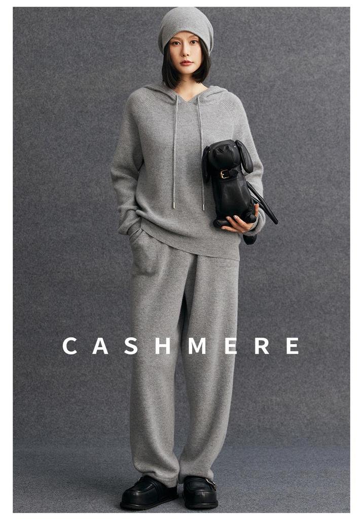 Women's Thick Wool Cashmere Knit Hoodie, Autumn/Winter Loose Sweater Coat.