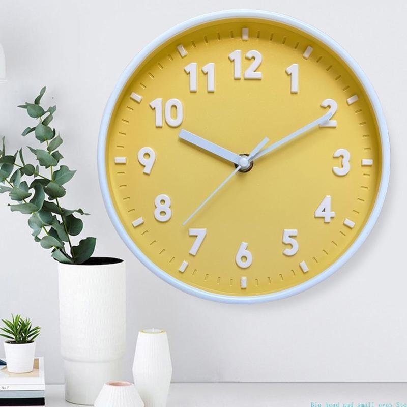 Modern Simple Wall Clock 8 Inch Candy Color Silent for Time Clocks Ornament for Home Bedroom Dormitory Living Room Children