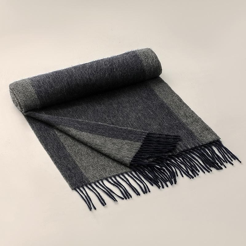 

Британский мягкий плед 100% шерсть мужские шарфы осень и зима двухцветный утолщенный шерстяной теплый шарф 35x196см 35x196cm