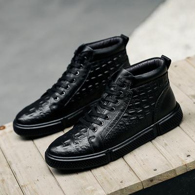 Fashion New Men's  Shoes Street Walking High Top Sneakers Breathable  Sports Shoes Lightweight Lace-up Ankle Boots Genuine Leather