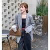 Chic Petite Grey Floral Blazer for Women, Ideal for Spring and Fall, Korean Style, Sophisticated Design