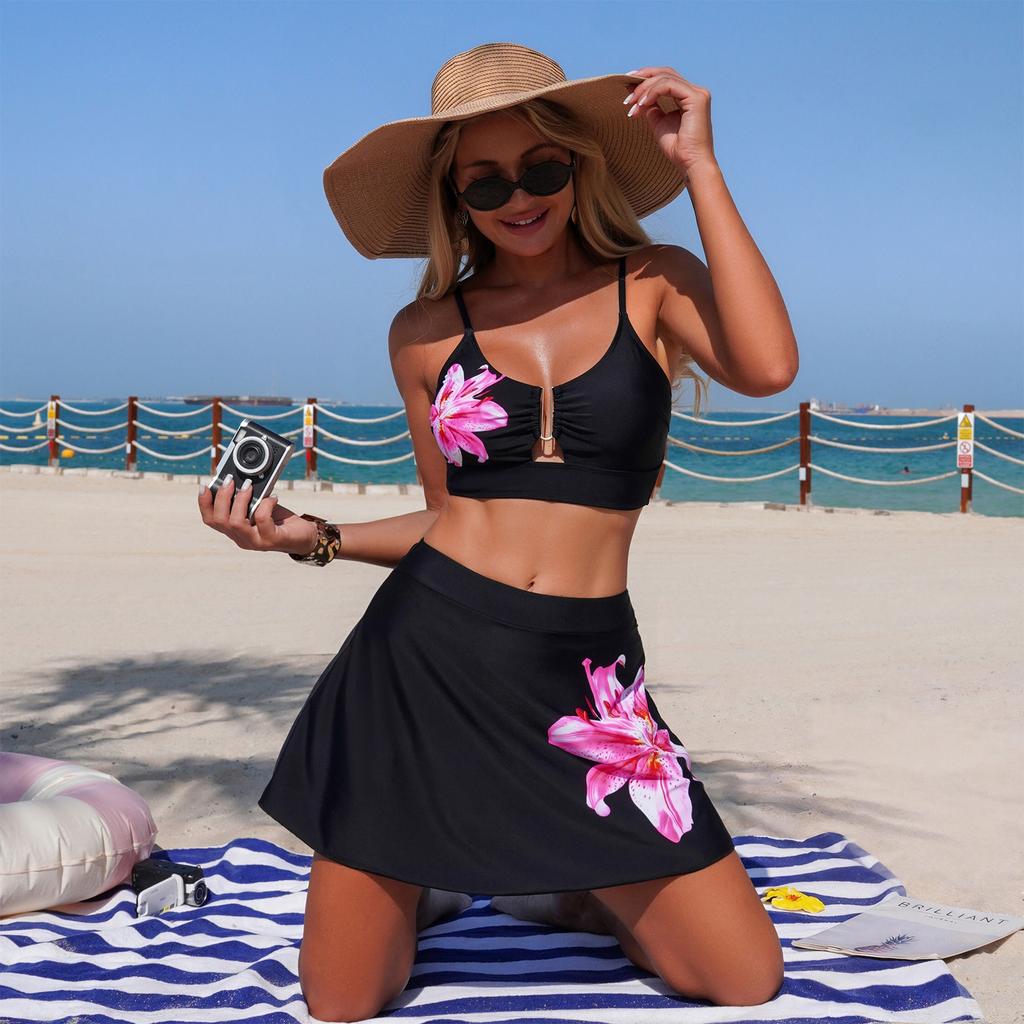 Women's Split Print Bikini Swimsuit Sport Swimsuit