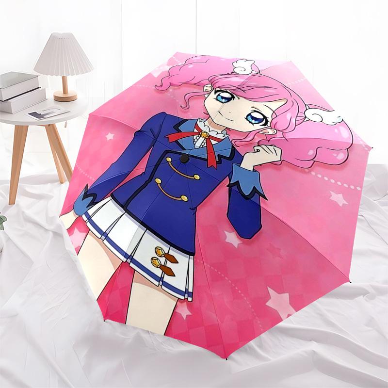 1pc Pink Hair Anime Girl Outdoor Umbrella - Automatic Opening/Closing, Portable 3-Fold Design with 8-Rib Iron Frame - Perfect Gift for Fans, Travelers