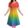 Damen Sommerkleider Vintage Bedruckt Mode Kurzarm Rundhals Kleider