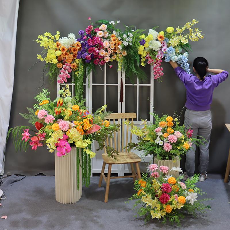 Dopamine Wedding Aisle Flowers: Monet Garden Style, Soft Decorative Flower Strip, Colorful Display.