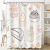 Kitchen Decor Shower Curtain with Dessert Illustrations Orange Floral Design Bath Rug for Home Decoration In Bathroom Accessorie