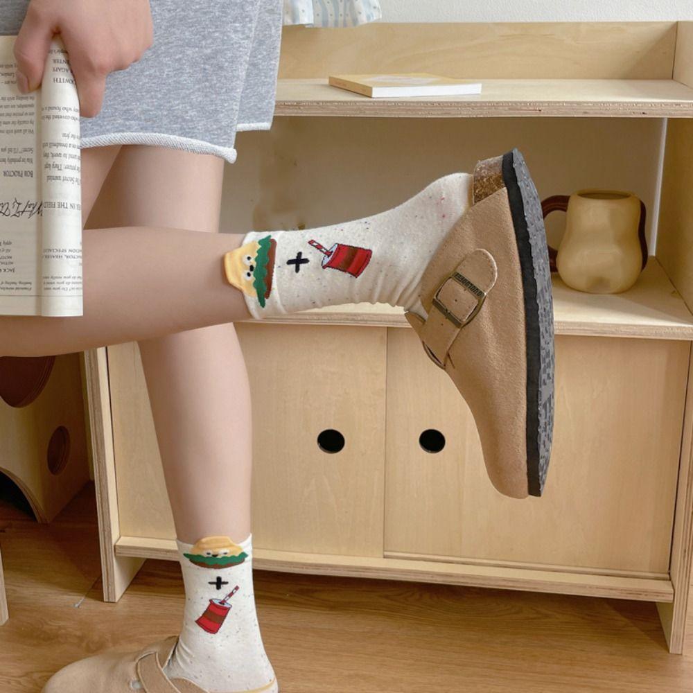

Letter Cartoon Chips Hamburger Ankle Socks Stripe Women s Summer Cartoon Socks Lady Style 1