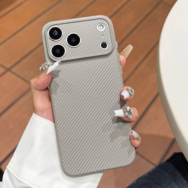 Transparent Carbon Fiber Pattern Case For iPhone 17 16 15 14 13 12 Pro Max 16E Ultra Thin Cooling Matte Slim Shockproof Cover