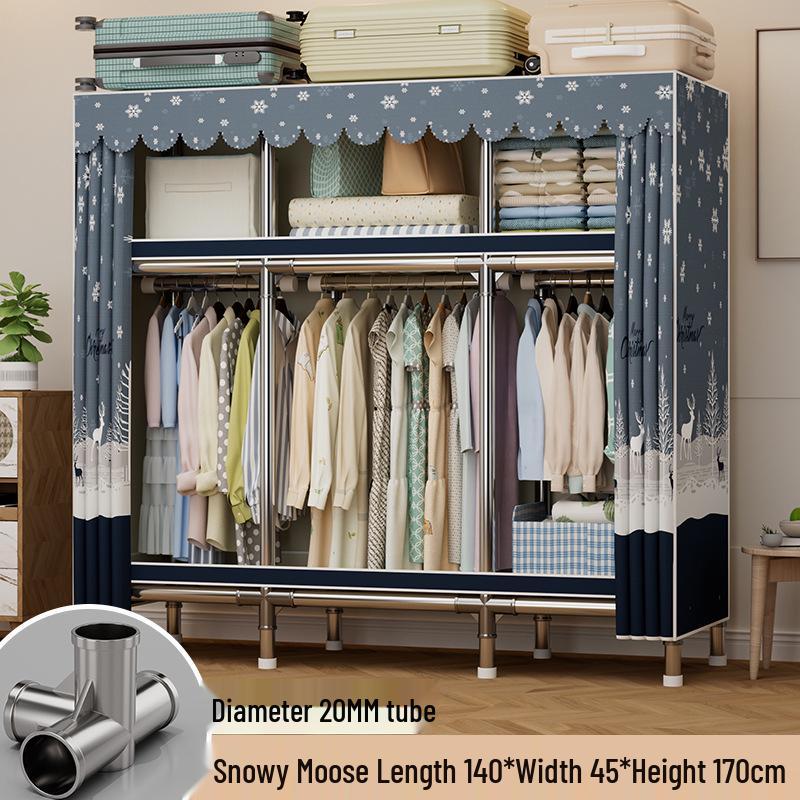 Sturdy Reinforced Steel Frame Fabric Wardrobe for Home & Bedroom Use