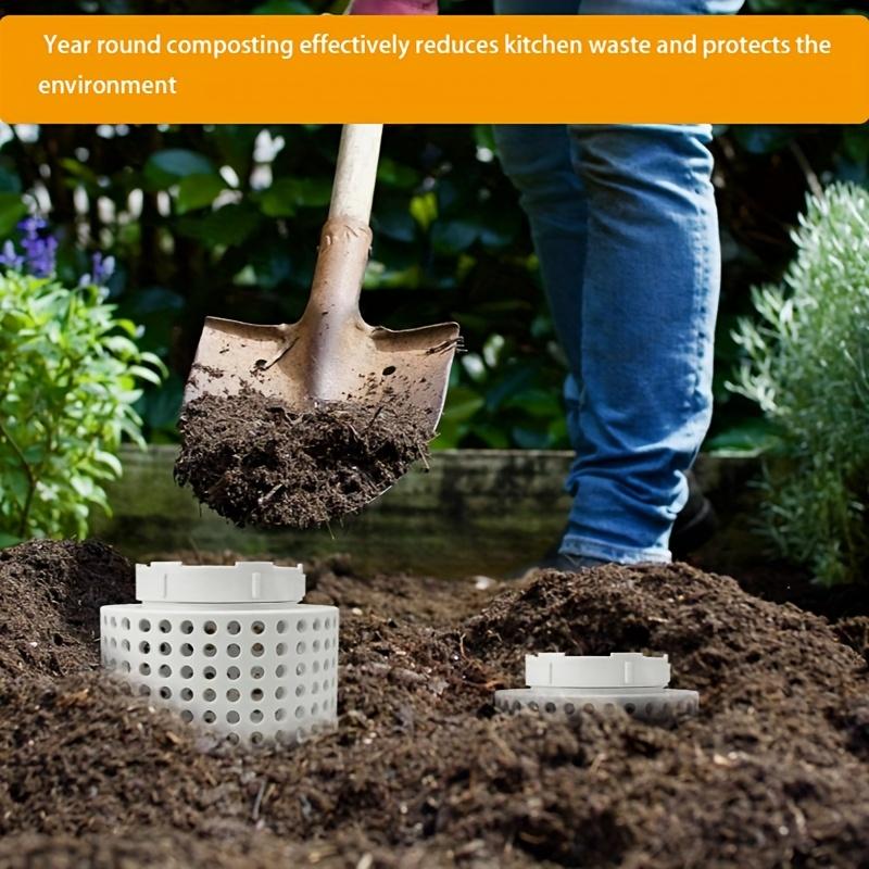 1 buc. Recipient de compost din plastic alb pentru râme, cu găuri și capac - Ideal pentru deșeuri organice, potrivit pentru grădini, curți, terase de legume