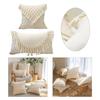 Soft Cotton-ramie Pillow Covers, European Style With Tassels Cushion Cover Shell for Sofa Bedroom Cream Beige Stylish