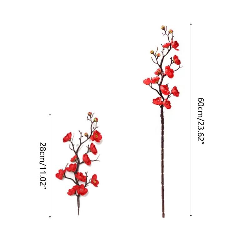 Spring Plum Blossom Bouquet Branch Silk Flower Artificial Flowers for Wedding Home Office Party Hotel Yard Decoration