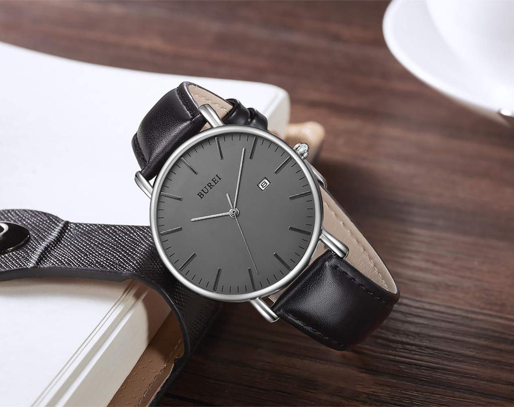 BUREI Men's Analog Waterproof Business Milanese Mesh Belt Stylish Wristwatch Date 18