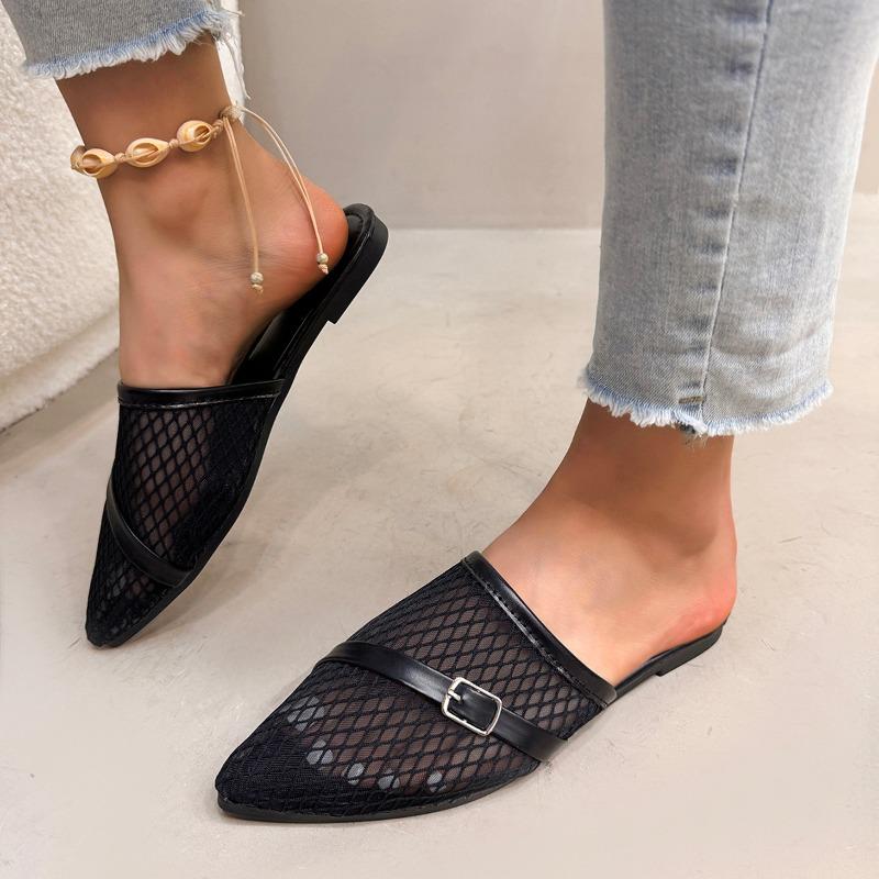 Fashion 2025 Summer Hot Sale Mesh Women’s Closed Toe Slippers Pointed Toe Buckle Breathable Sandals for Outdoor Plus Size Daily Slippers