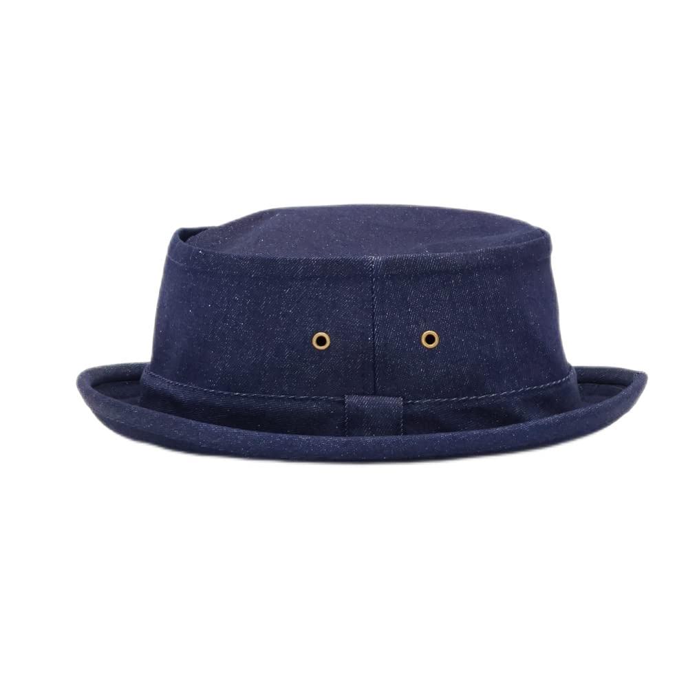 SWINGPLUS Pork Pie Terrapin Solid Canvas Hat, Simple, Fabric, All-Season, Men's (Indigo)