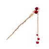 Retro Red Hair Stick Chinese Style Hanfu Tassel Women Flowers Chopsticks Alloy Hairpin Woman Jewelry Hair Clip Accessories