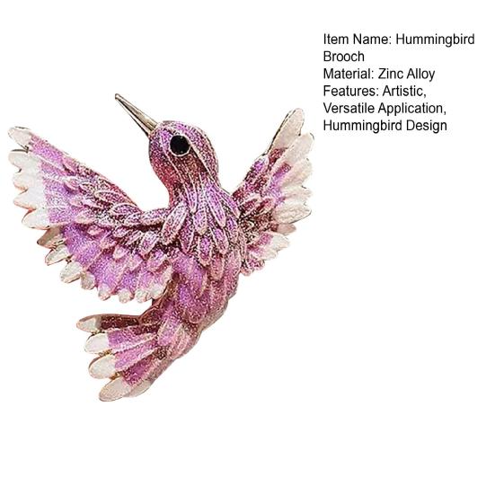 Hummingbird Brooch Flying Bird Lapel Pin Artistic Bird Brooch Accessory for Women Shirts Coats Sweaters Hummingbird Lovers