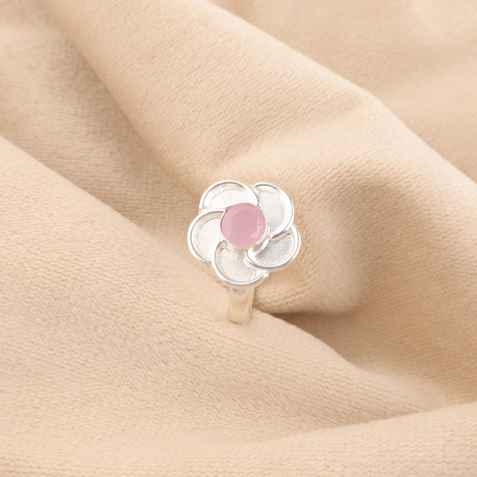 

Круглый Натуральный Розовый Халцедон Серебро 925 пробы Подарок Сестрам Кольцо Вечности Ювелирные Изделия RR-51-18 15