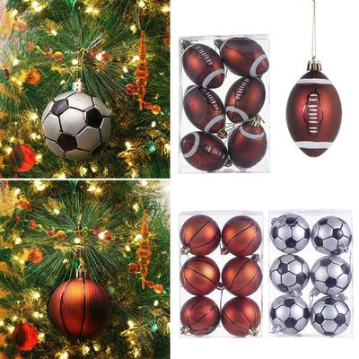 6Pcs DIY Crafts Painted Christmas Tree Ornament Plastic Painted Christmas Balls