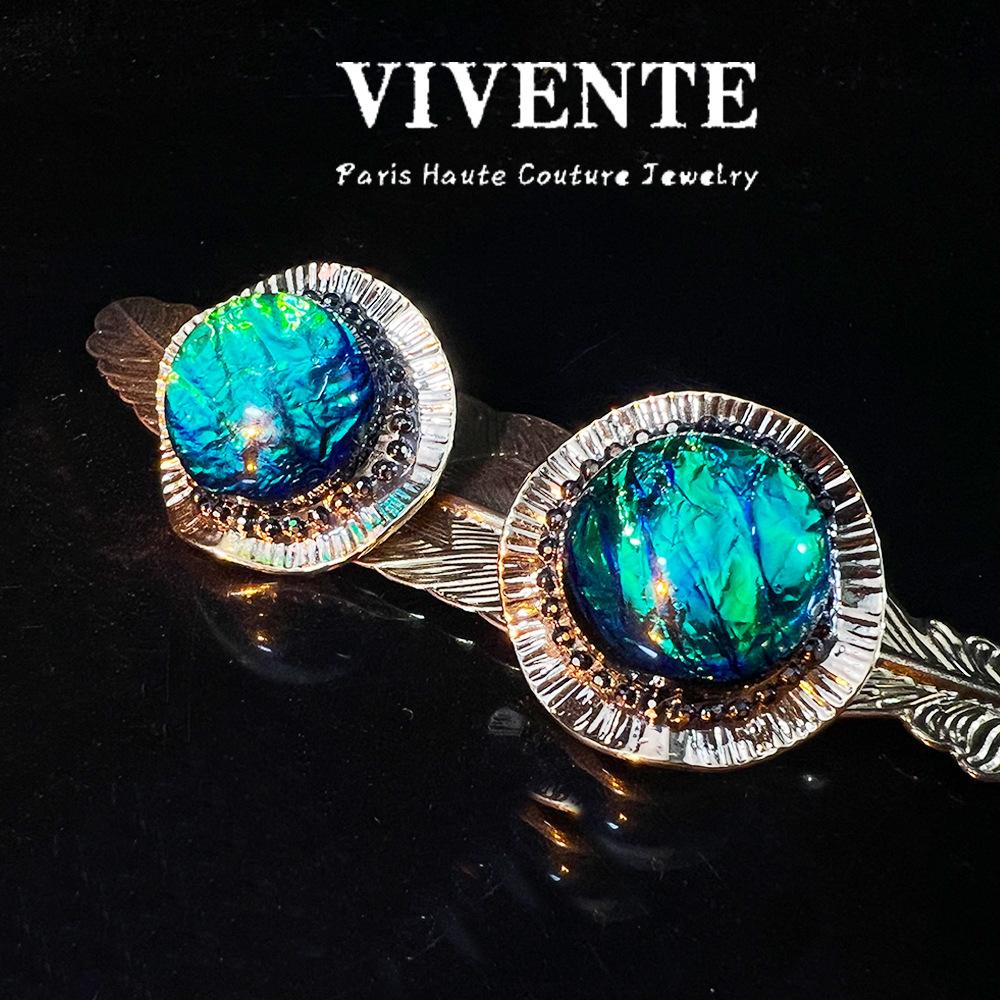 

Colorful Glazed Stud Earrings, Retro Court Style Design, Versatile Medium and Ancient Style