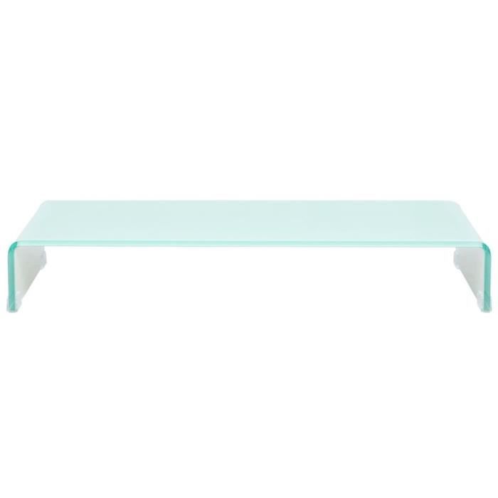 VidaXL Meuble TV / pour moniteur 90 x 30 x 13 cm Verre Blanc