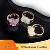 Adjustable Irregular Crystal Stone Ring with Handmade Wire Wrapping, High-End Semi-Precious Style.