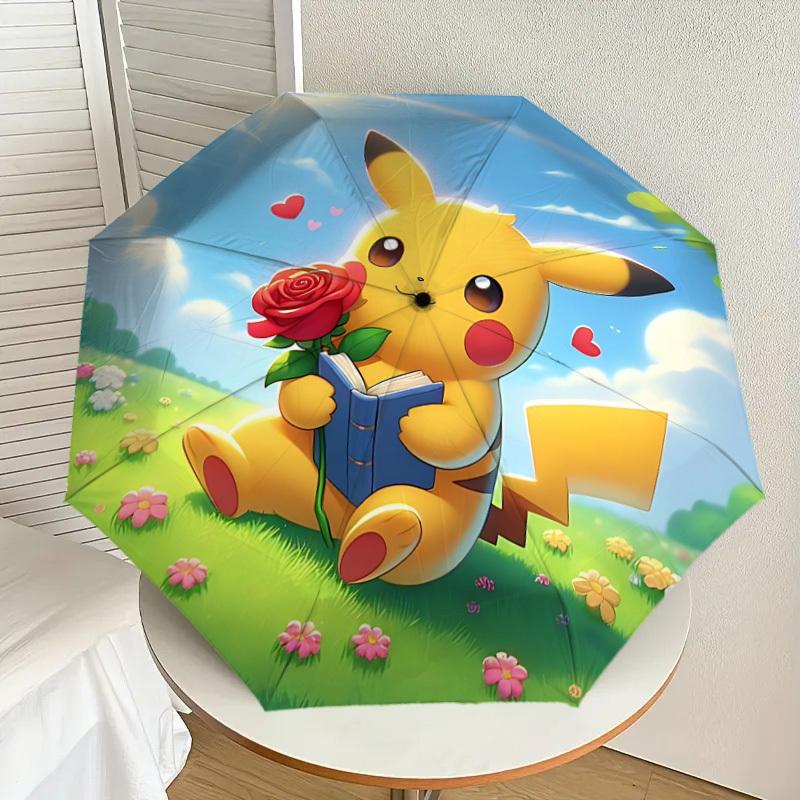 1pc Pikachu, Rose Automatic Folding Umbrella] Durable Iron Frame & Rod, Portable Folding, Makes a Great Holiday Gift yy251016260