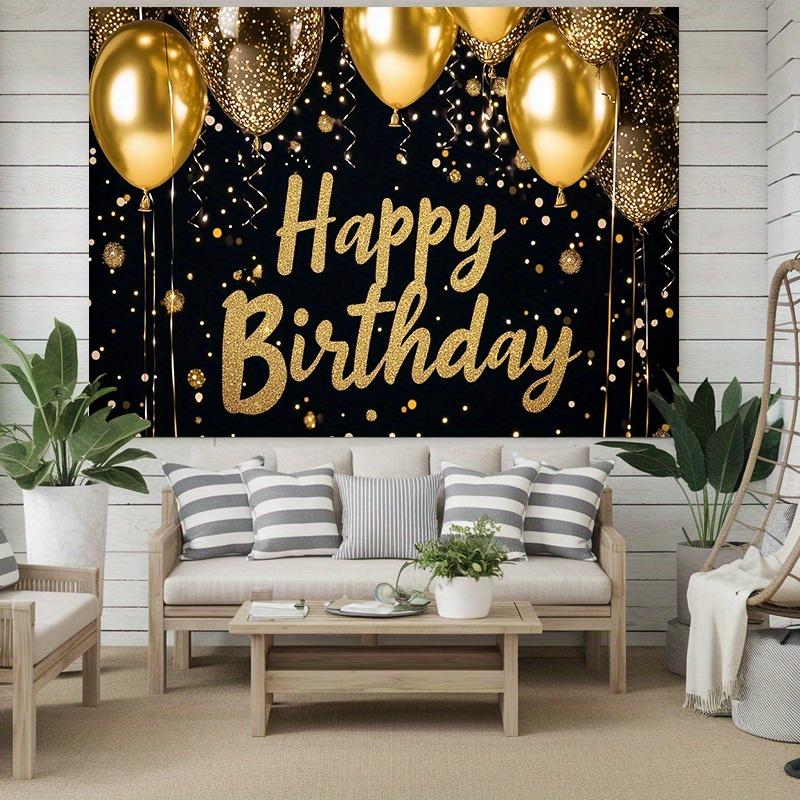1pc Birthday Glitter Balloon Durable Hanging Banner Golden Polyester