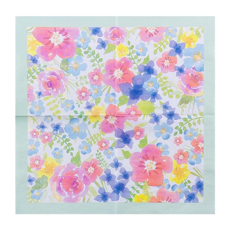 20pcs/Pac 33*33cm 2-Ply Disposable Party Napkin Flower Pattern