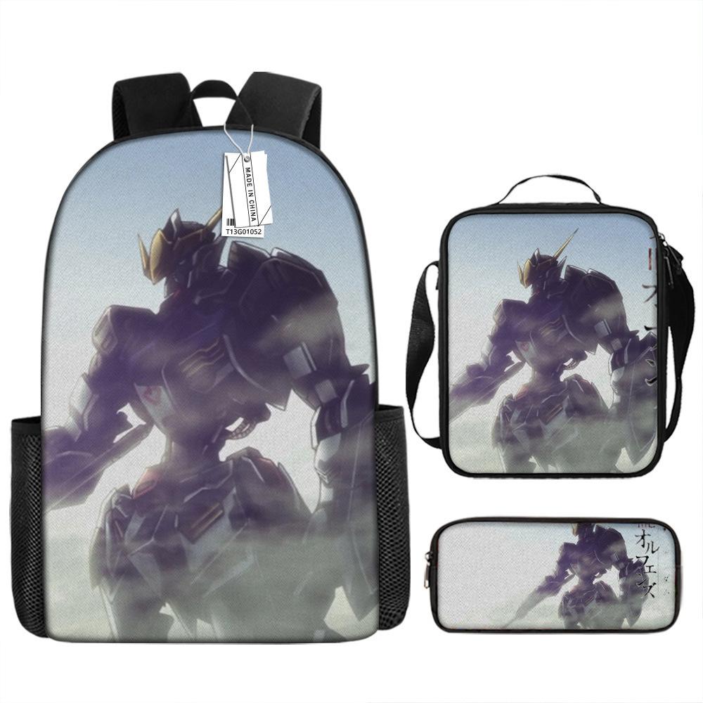 Gundam Mecha Schultasche Jungen und Grundschüler Ultraleichter Rückenschutz Rucksack Jungen Animation Kinderrucksack Dreiteiliges Set