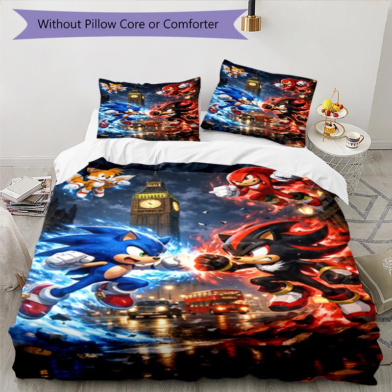 3pcs Sonic Bedding Set Duvet Cover Closure Includes 1 Duvet Cover & 2 Pillowcases, Soft and Comfortable for All Seasons.