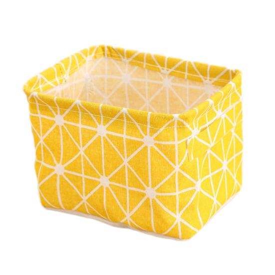 Foldable Storage Basket with Handles Waterproof Large Capacity Cotton Linen Printed